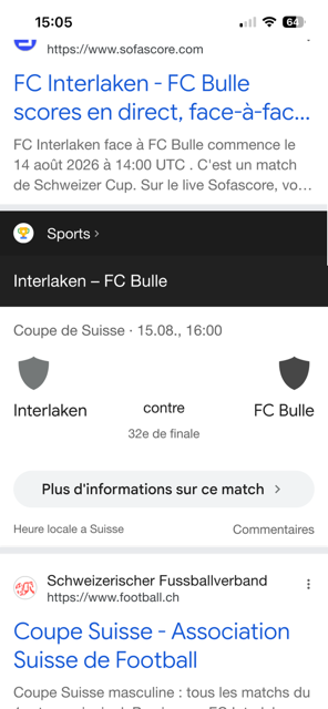 Match de coupe - FC Interlaken face à FC Bulle
